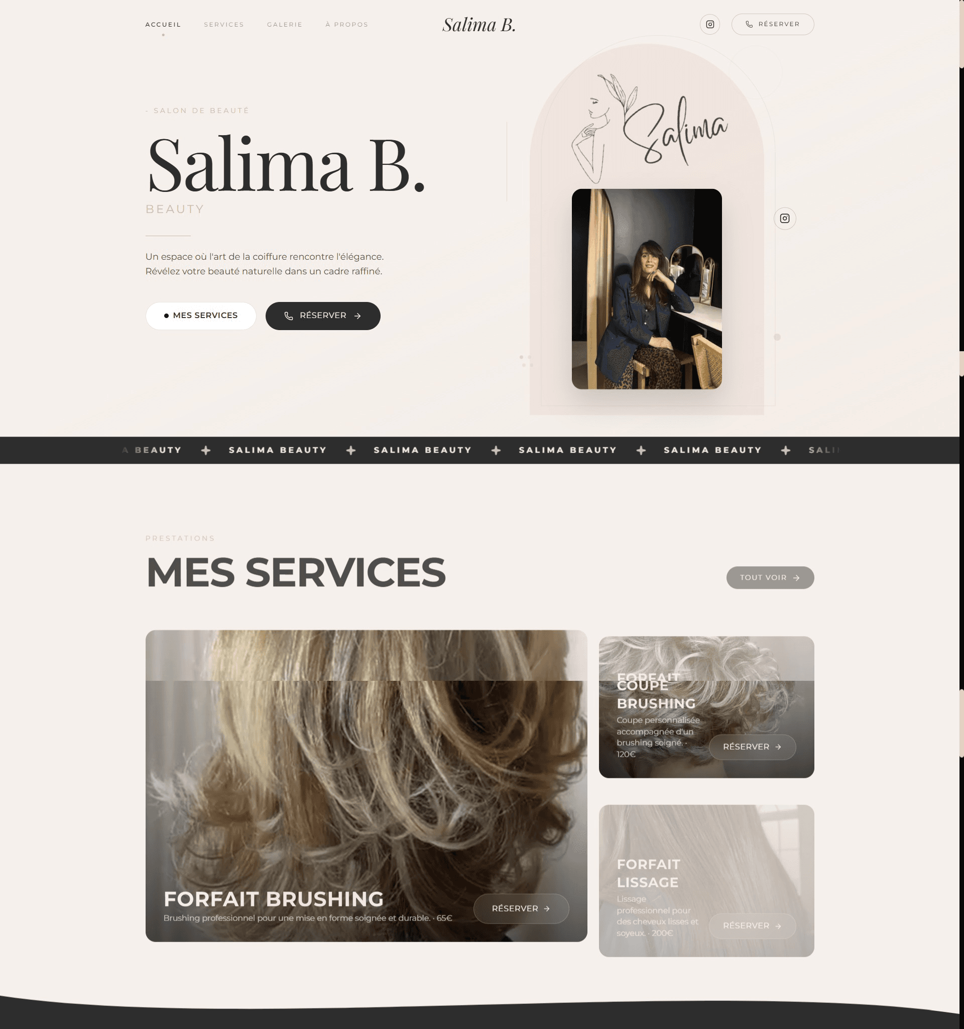 Salima B. Beauty — Salon de coiffure · Paris 9e, site web réalisé par YUXDEV